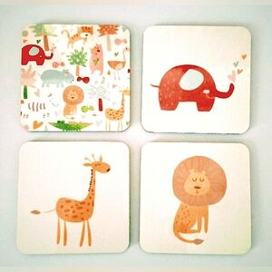 🦒Cute Animal Themed Coasters for Baby Showers Nursery Toddler Home Decor 🦒